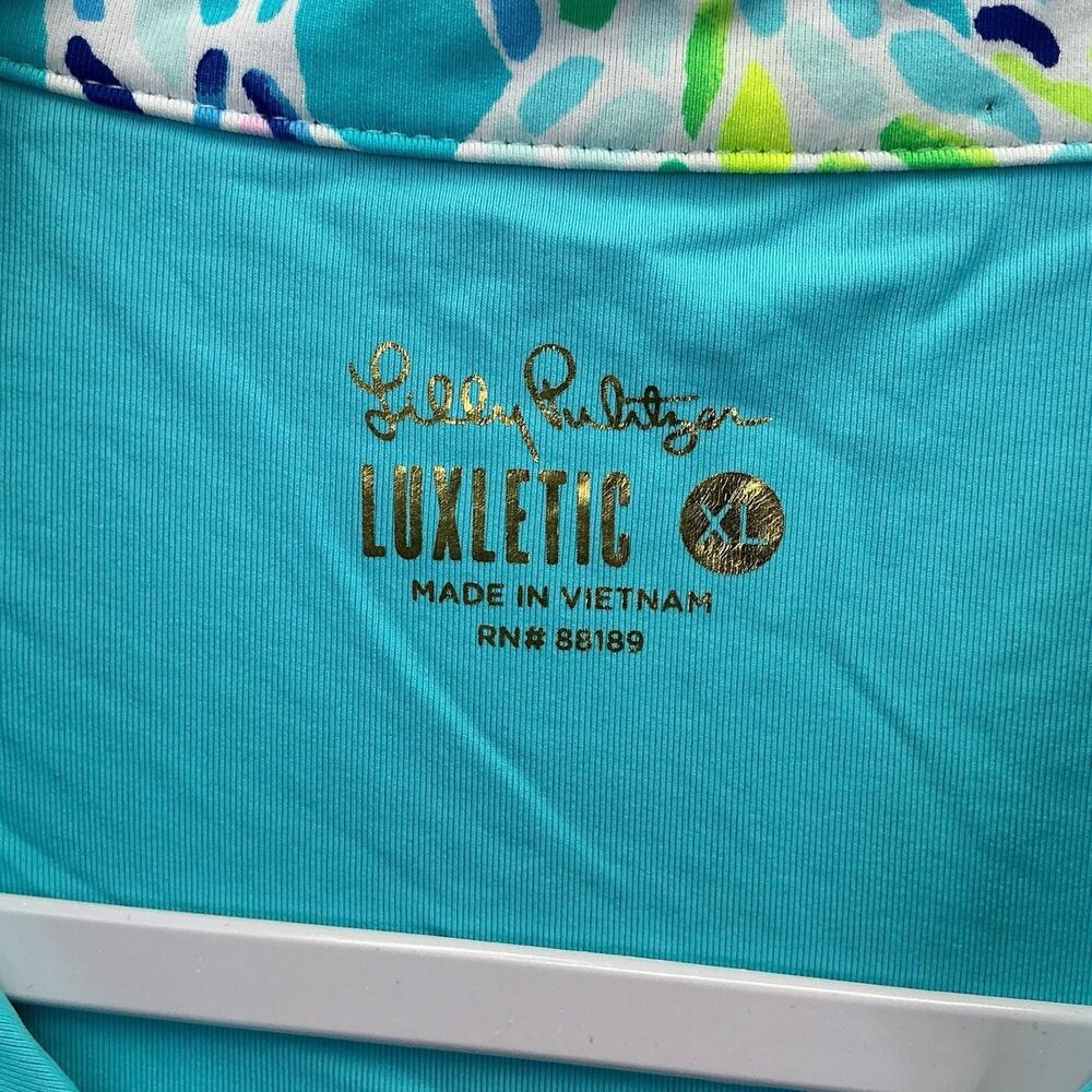 Lilly Pulitzer Luxletic Lakelyn Polo Tank Top Zanzibar Floral size XL - Picture 9 of 13